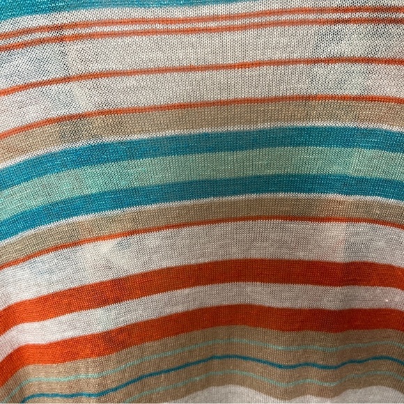Womens Linen Blend Longline Striped Waterfall Cardigan Sweater Size Large Beachy - Picture 7 of 9